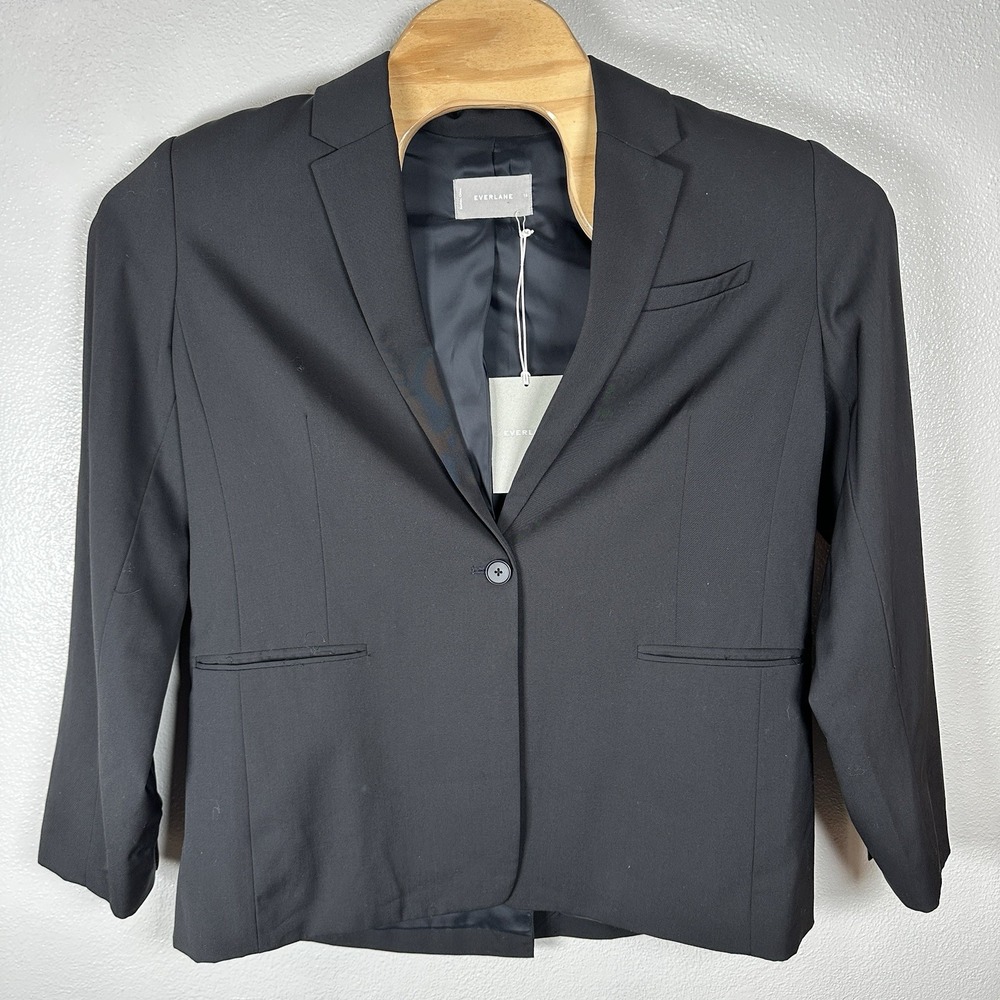 NEW Everlane Womens 16 Wool Blazer Oversized Black One Button Business Old Money